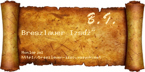 Breszlauer Izsó névjegykártya